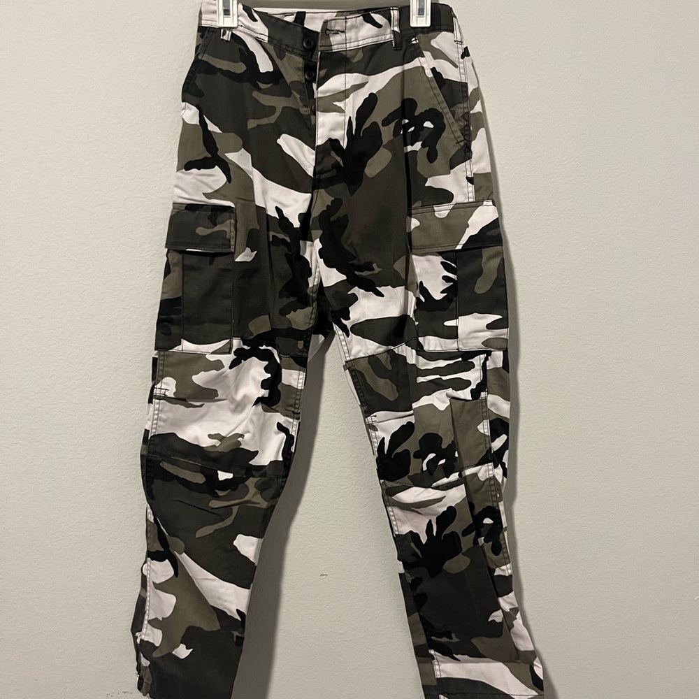 Black/Grey/White Adjustable camo pants